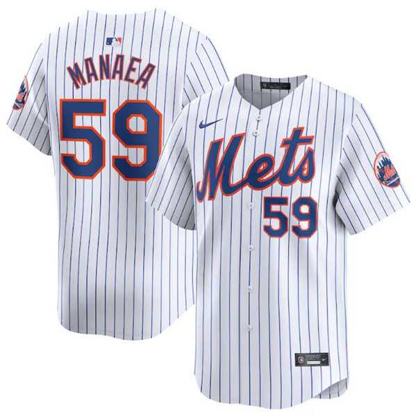 Men%27s New York Mets #59 Sean Manaea White 2024 Home Limited Stitched Baseball Jersey Dzhi